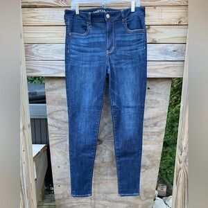 Woman’s American Eagle High Rise Dark Wash Jegging Size 12 Long
